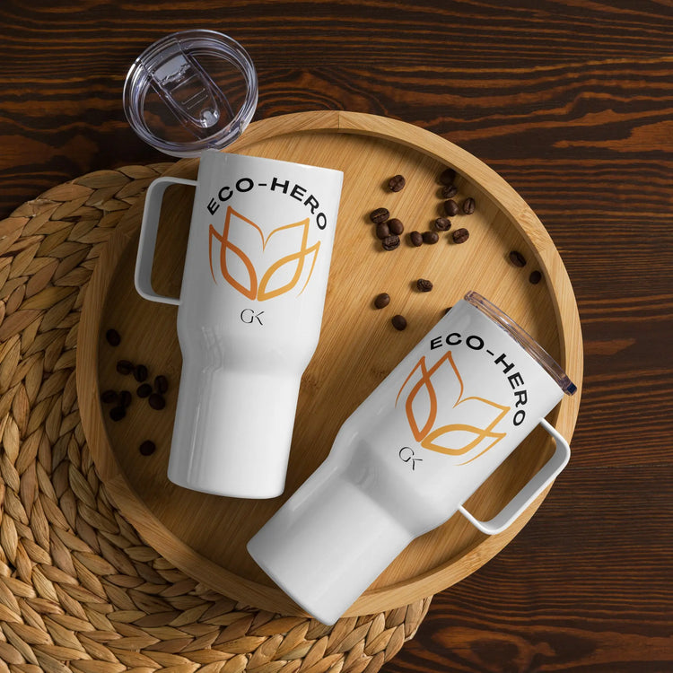 Eco Hero | Travel mug with a handle GeorgeKenny Design