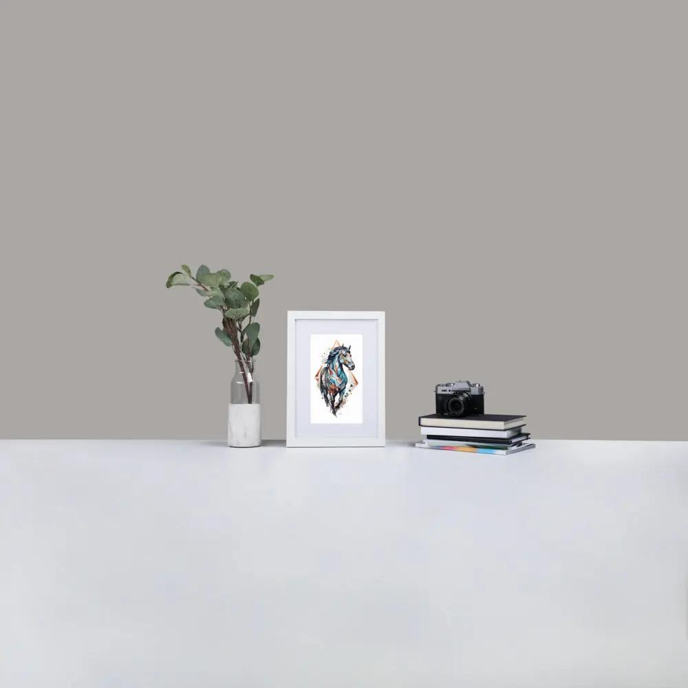 Framed Print with Mat | Geometric Horse GeorgeKenny Design