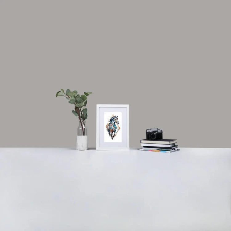 Framed Print with Mat | Geometric Horse GeorgeKenny Design