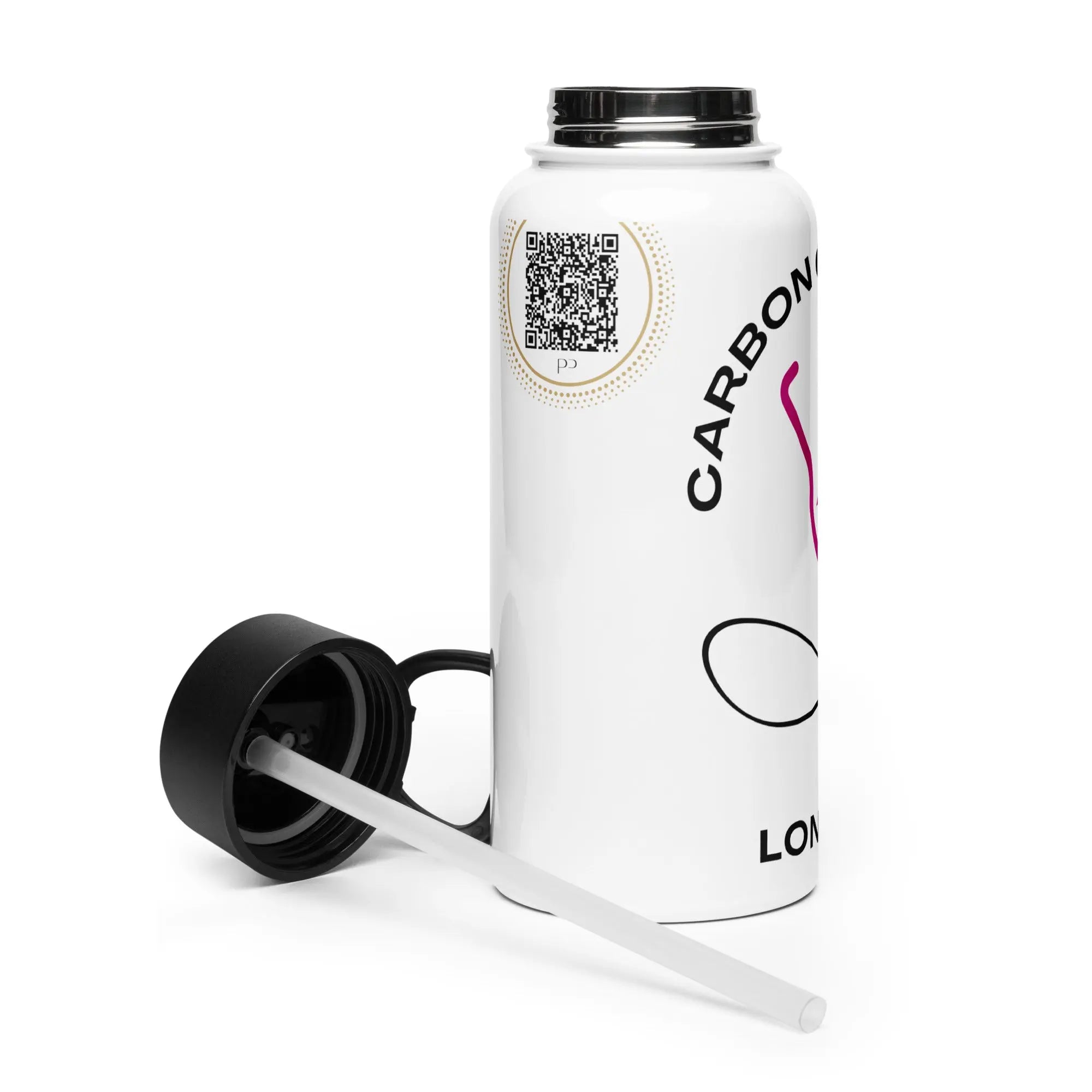 Stainless steel water bottle with a straw lid | Podcast Pixels Marketing & Neuroscience Room GeorgeKenny Design